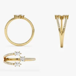14k Open Design Marquise Diamond Claw Ring