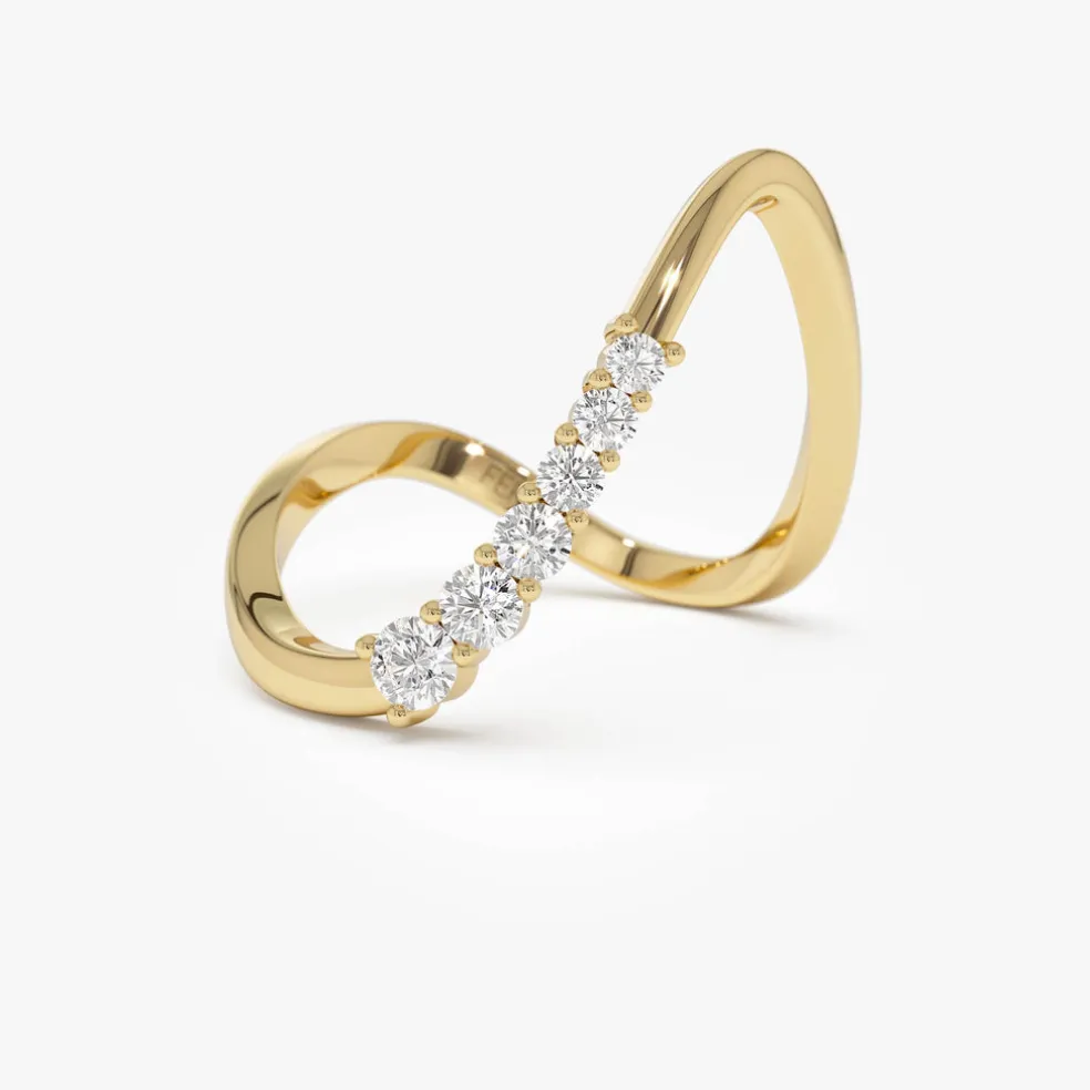 14K Open Twist Unique Diamond Ring