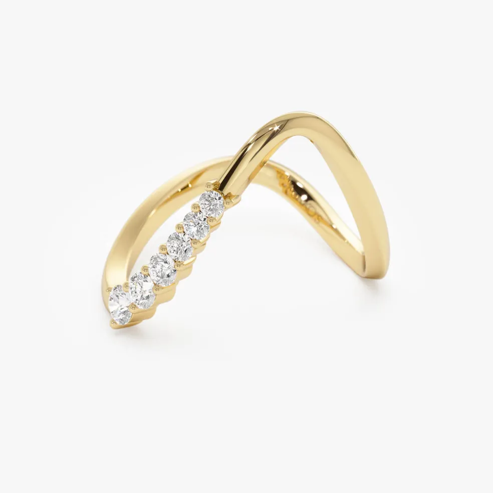 14K Open Twist Unique Diamond Ring