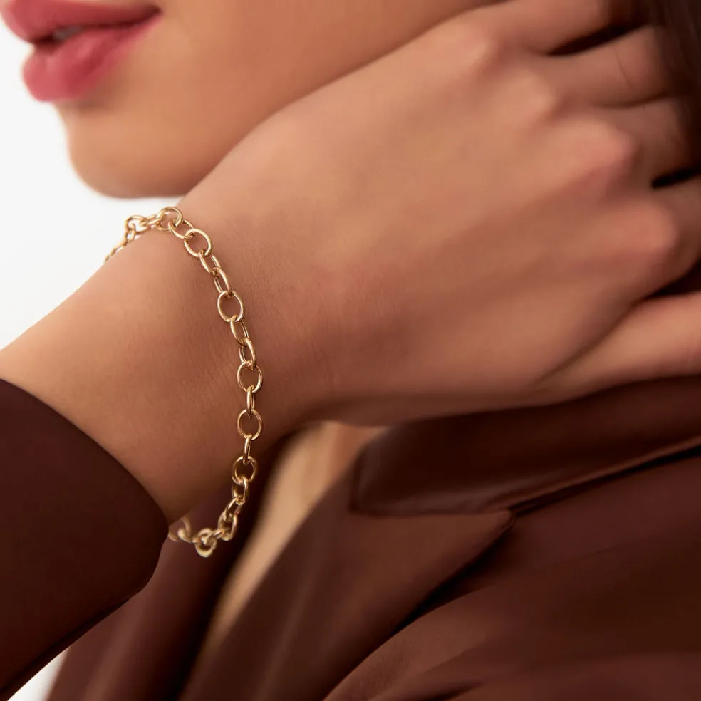 14k Oval Link Cable Chain Bracelet