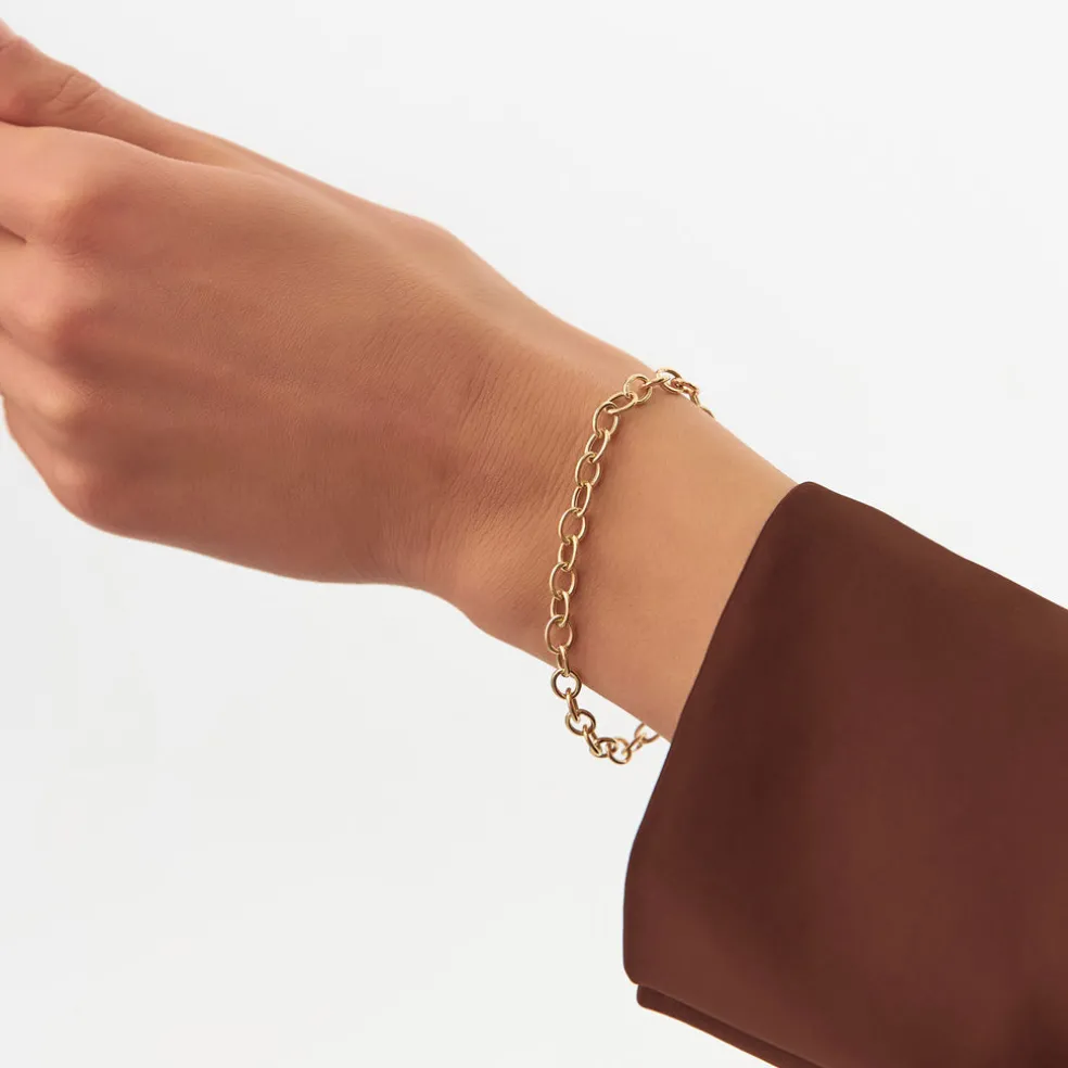 14k Oval Link Cable Chain Bracelet