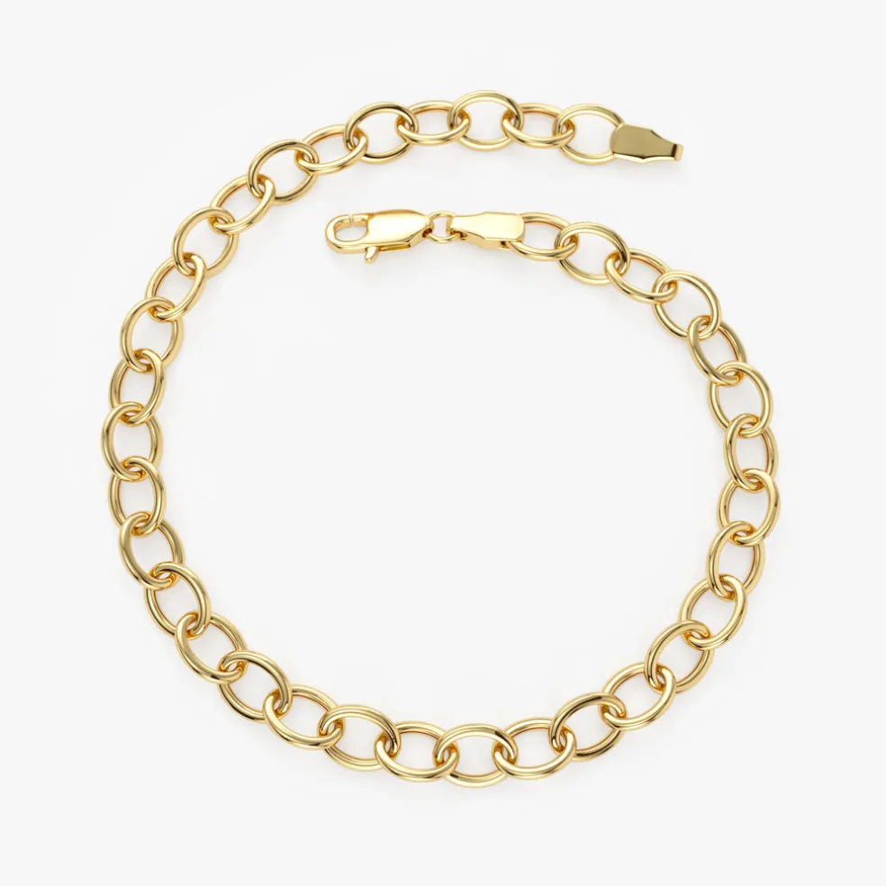14k Oval Link Cable Chain Bracelet