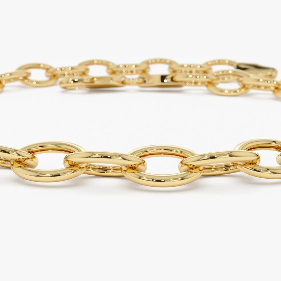 14k Oval Link Cable Chain Bracelet
