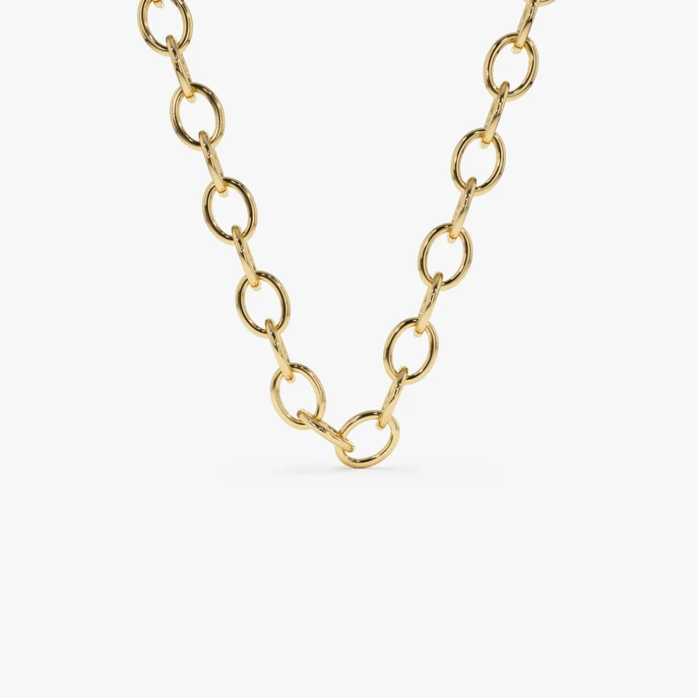 14k Oval Link Cable Chain Necklace