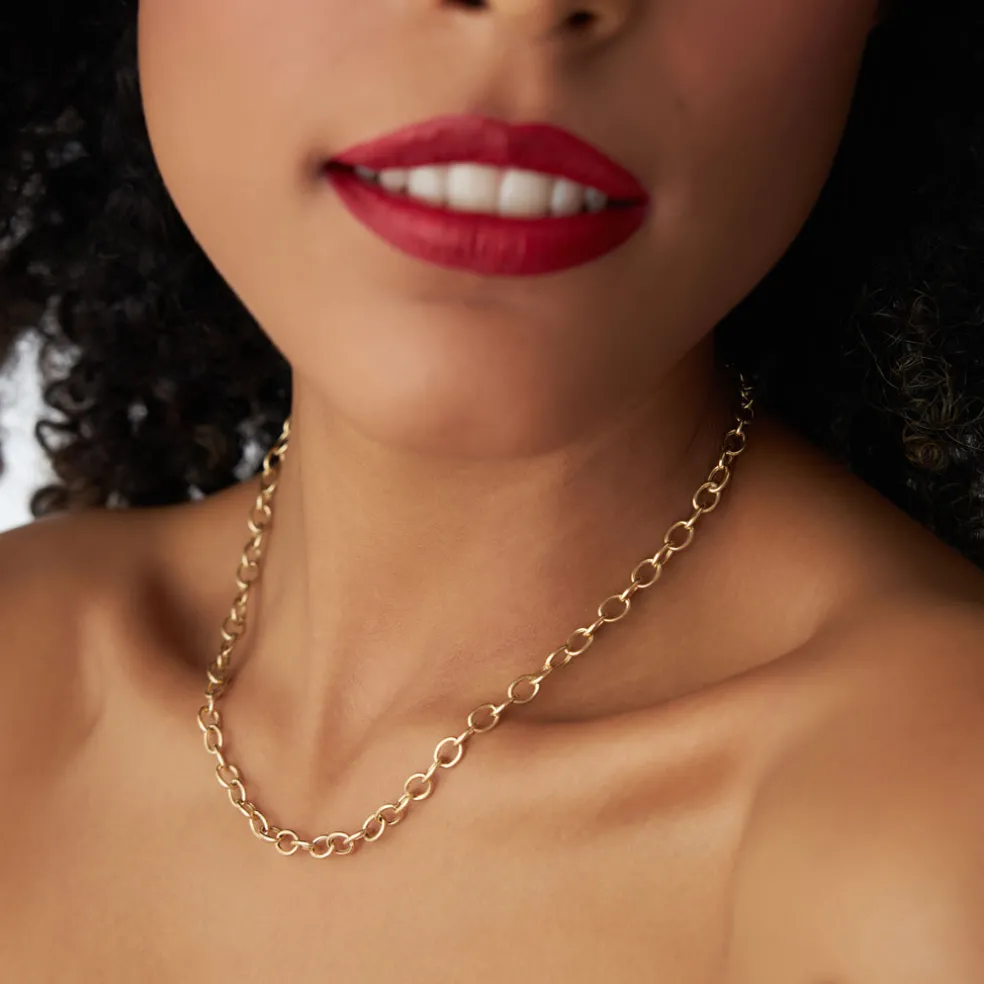 14k Oval Link Cable Chain Necklace