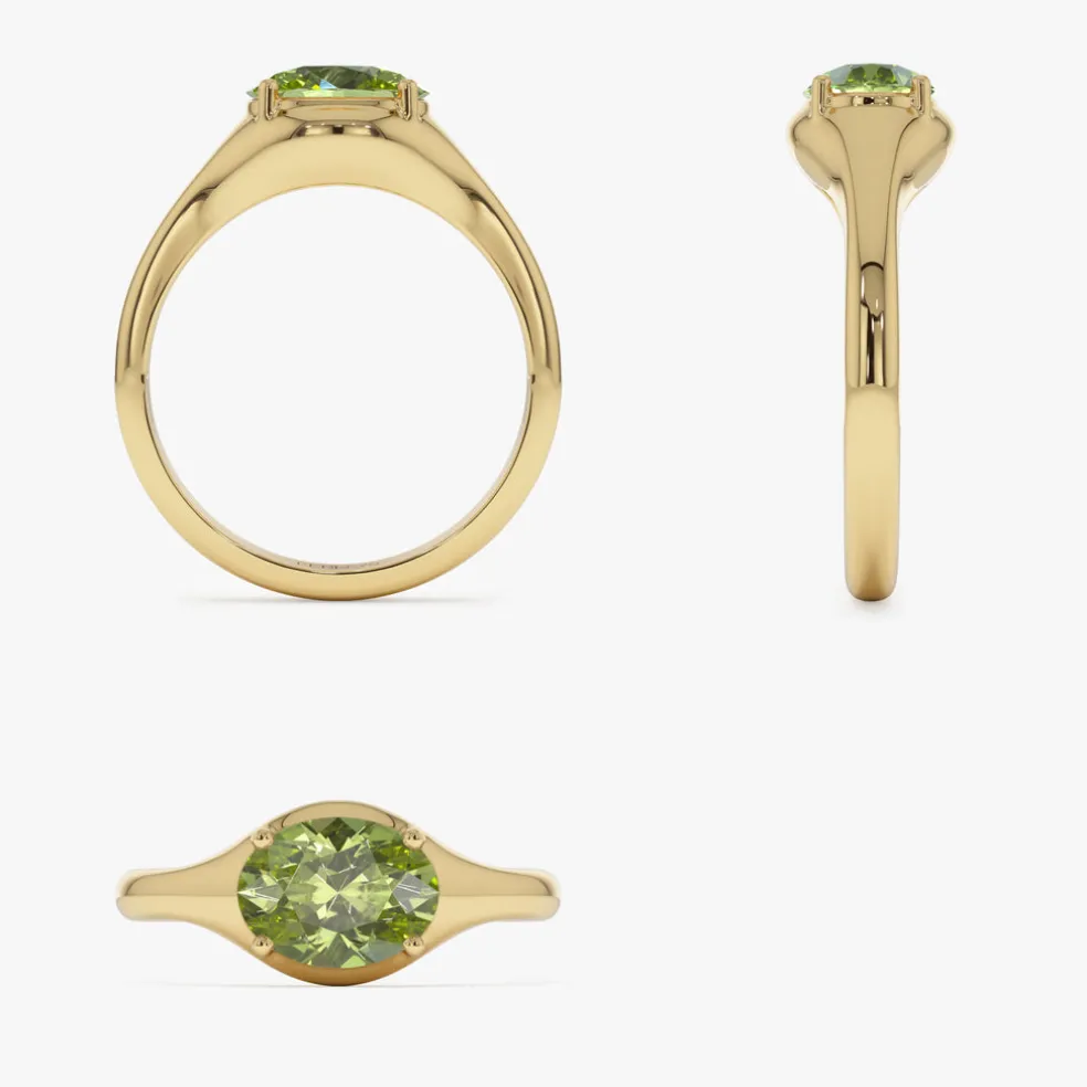 14K Oval Shape Prong Setting Peridot Ring