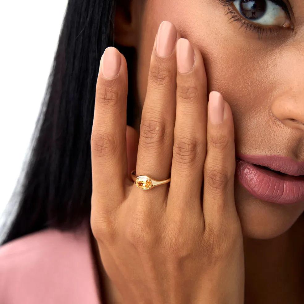 14K Oval Shape Prong Setting Citrine Ring
