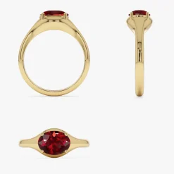 14K Oval Shape Prong Setting Garnet Ring