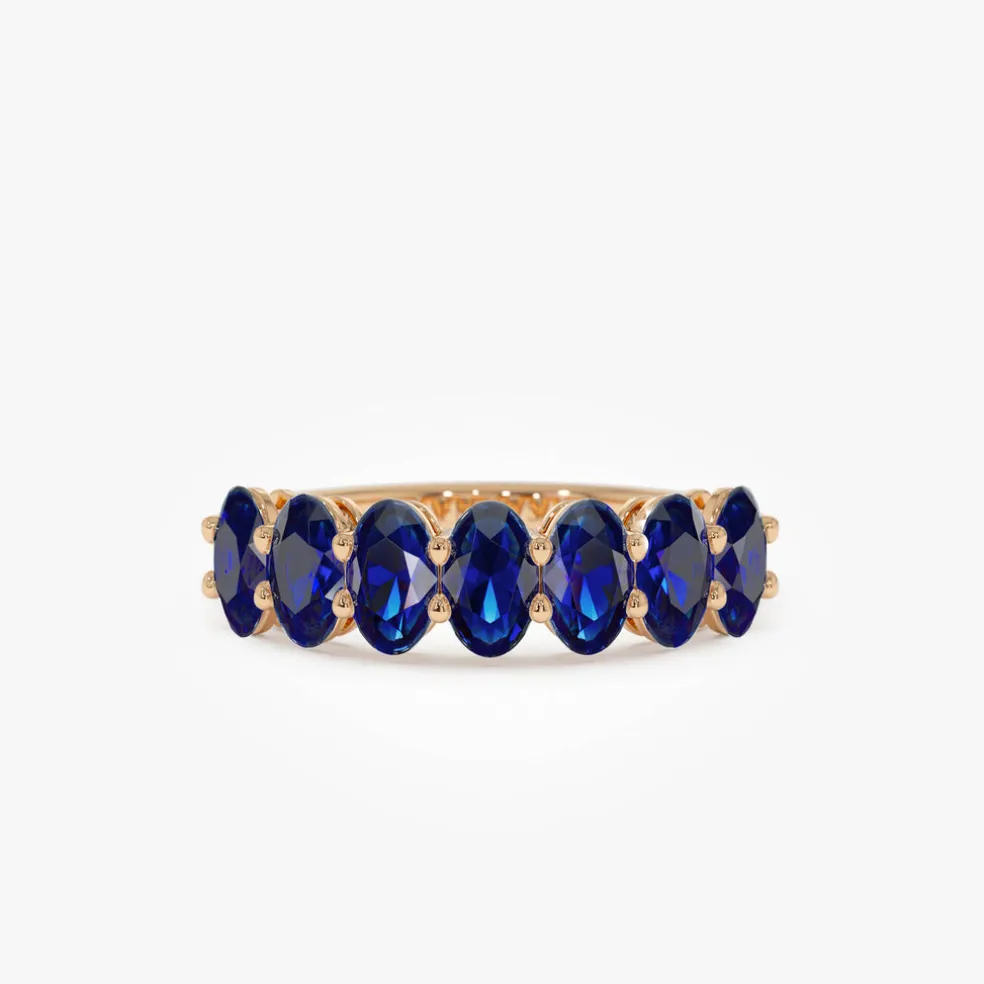 14k Oval Shaped Basket Setting Sapphire Ring