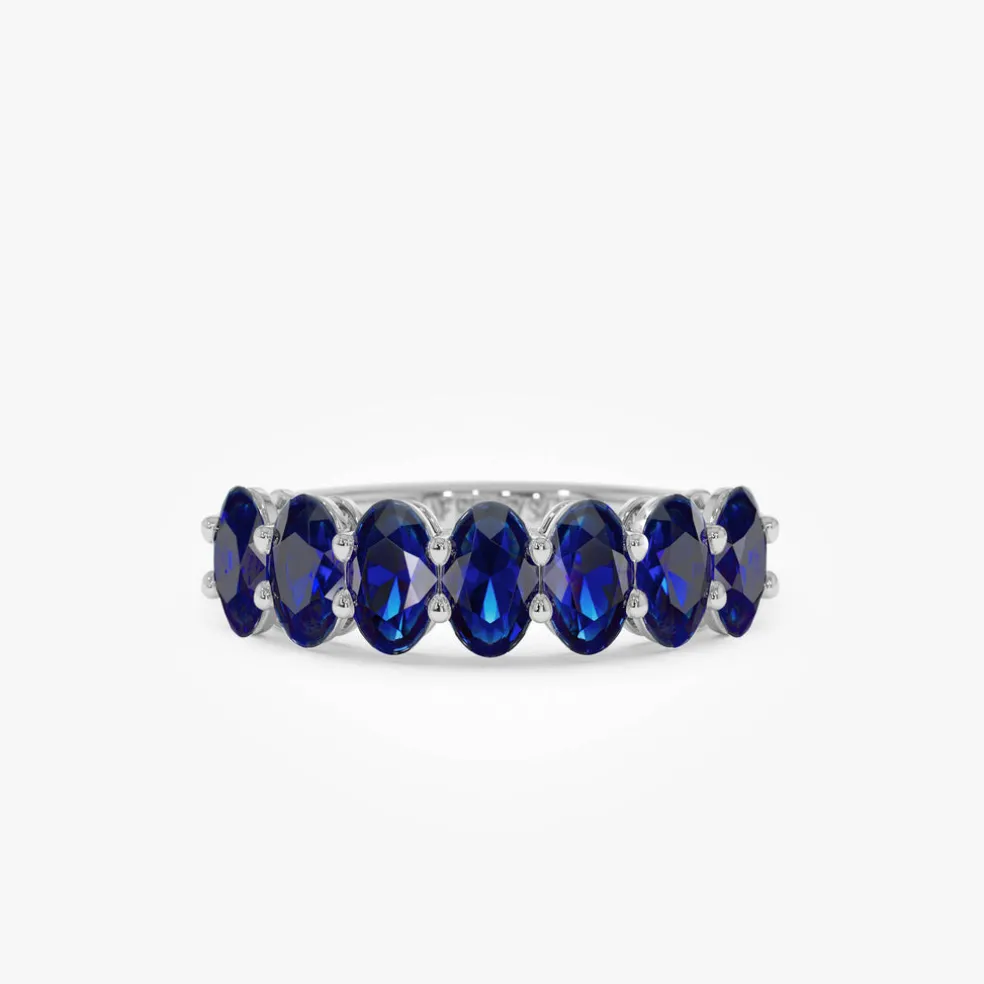 14k Oval Shaped Basket Setting Sapphire Ring