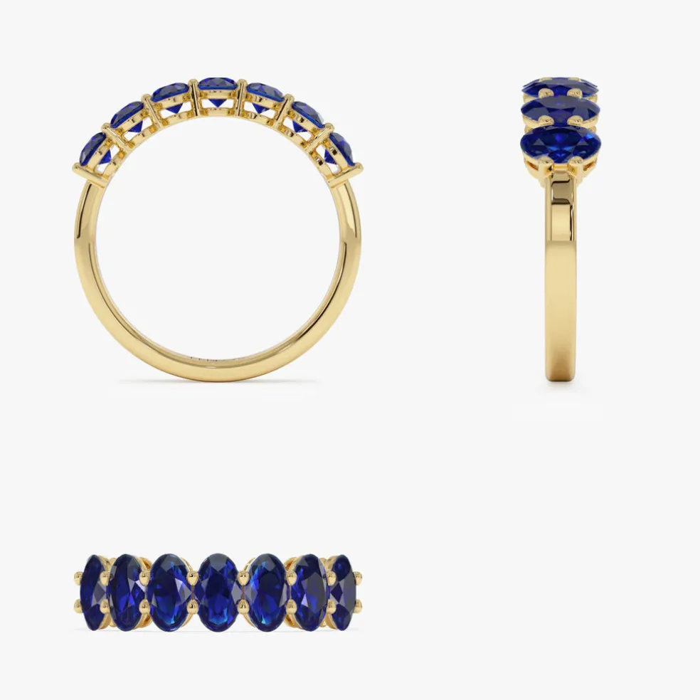 14k Oval Shaped Basket Setting Sapphire Ring