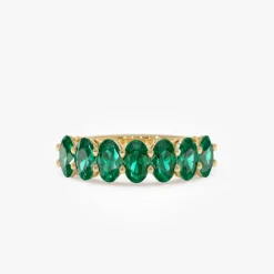 14k Oval Shaped Basket Setting Emerald Ring