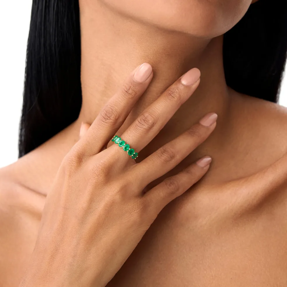 14k Oval Shaped Basket Setting Emerald Ring