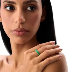 14k Oval Shaped Basket Setting Emerald Ring