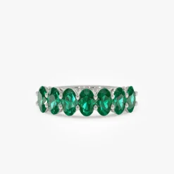 14k Oval Shaped Basket Setting Emerald Ring