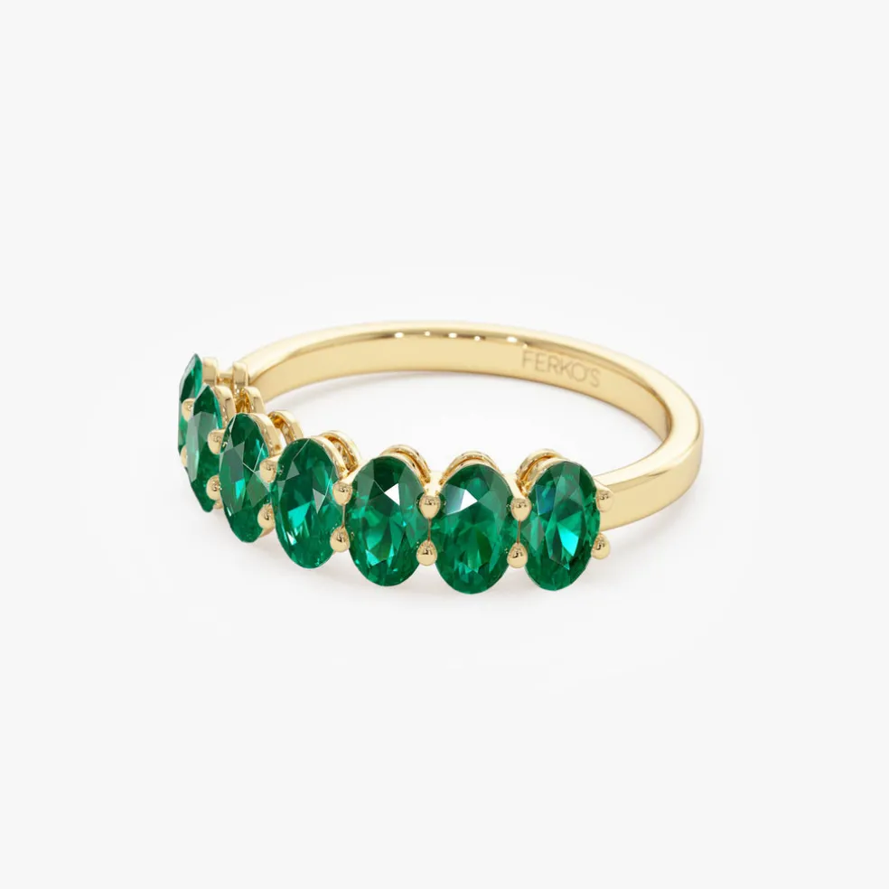 14k Oval Shaped Basket Setting Emerald Ring