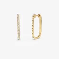14k Paperclip Diamond Hoop Earrings