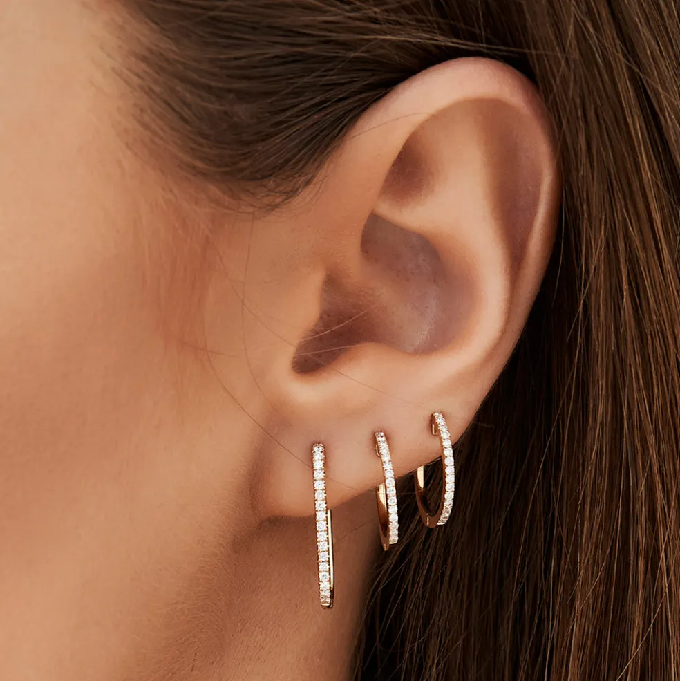 14k Paperclip Diamond Hoop Earrings
