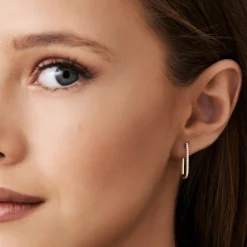 14k Paperclip Diamond Hoop Earrings