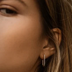14k Paperclip Diamond Hoop Earrings
