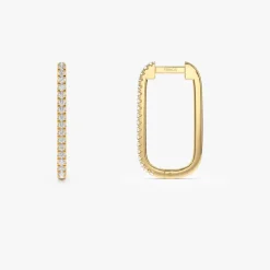 14k Paperclip Diamond Hoop Earrings