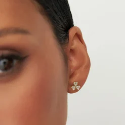 14K Pave Clover Diamond Earrings