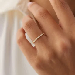 14k Pave Diamond Bamboo Ring