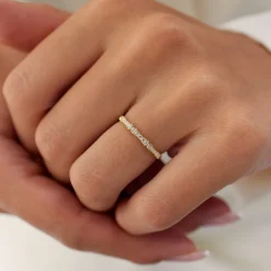 14k Pave Diamond Bamboo Ring