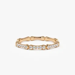 14k Pave Diamond Bamboo Ring