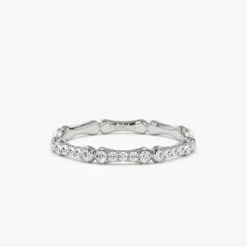14k Pave Diamond Bamboo Ring