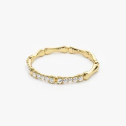 14k Pave Diamond Bamboo Ring