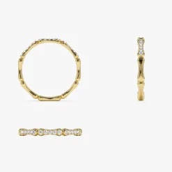 14k Pave Diamond Bamboo Ring