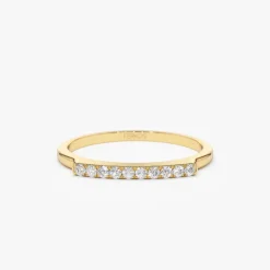 14k Pave Diamond Bar Ring