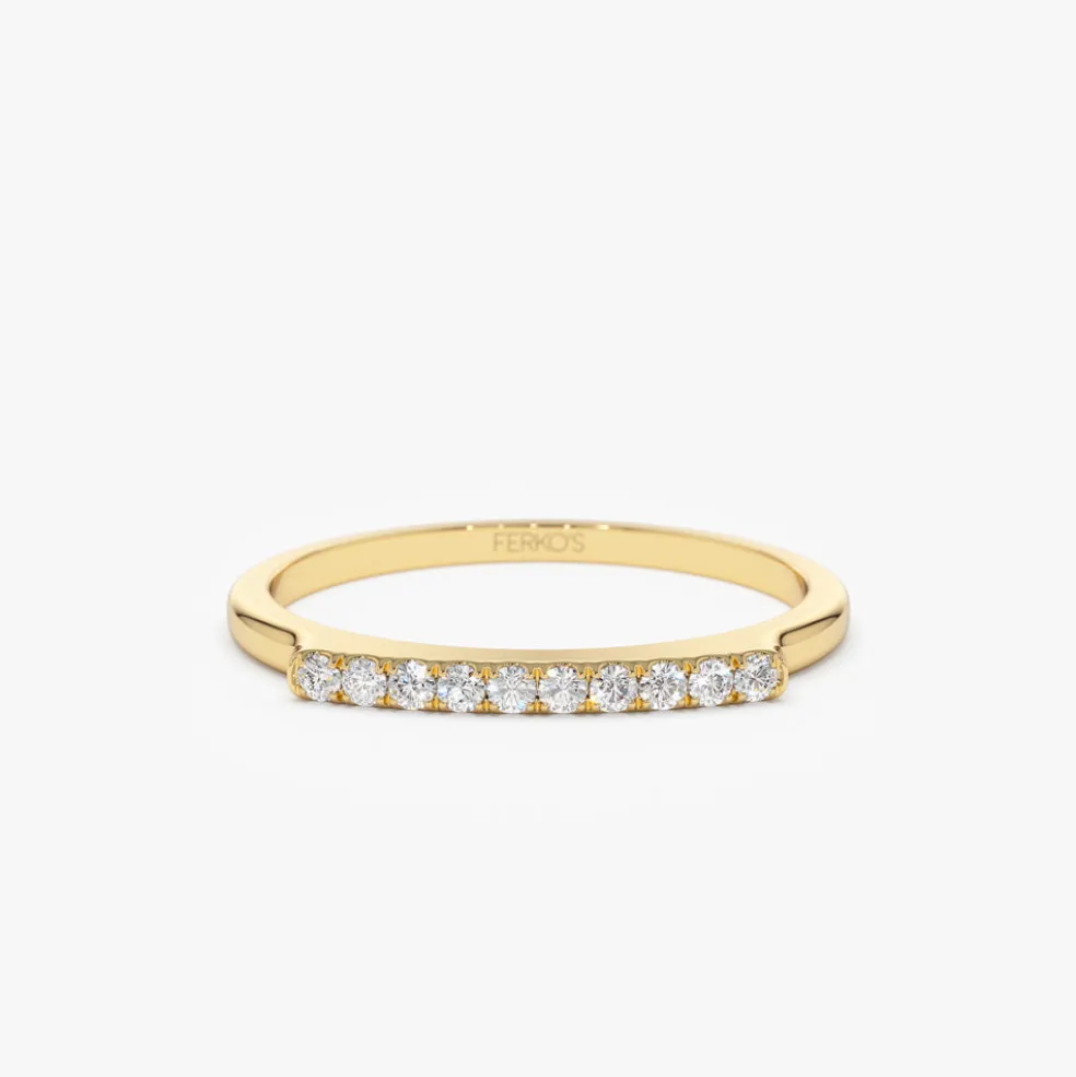 14k Pave Diamond Bar Ring