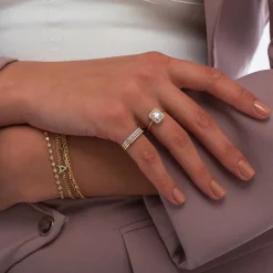 14k Pave Diamond Bar Ring