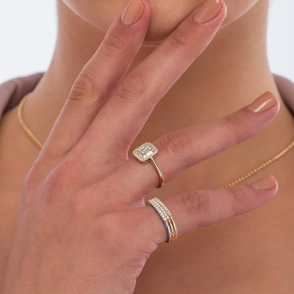 14k Pave Diamond Bar Ring