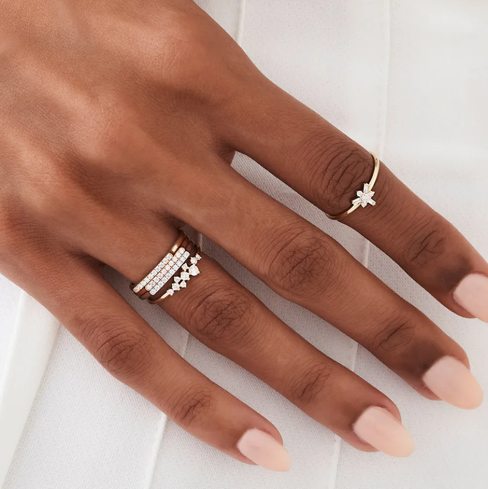 14k Pave Diamond Bar Ring