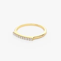 14k Pave Diamond Bar Ring