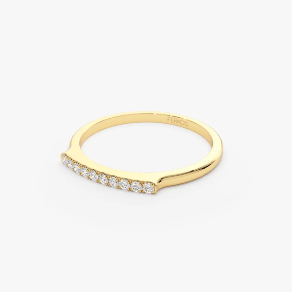 14k Pave Diamond Bar Ring