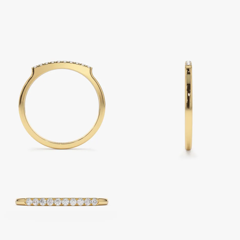 14k Pave Diamond Bar Ring