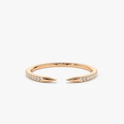 14k Pave Diamond Open Cuff Claw Diamond Ring