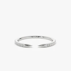 14k Pave Diamond Open Cuff Claw Diamond Ring