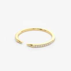 14k Pave Diamond Open Cuff Claw Diamond Ring