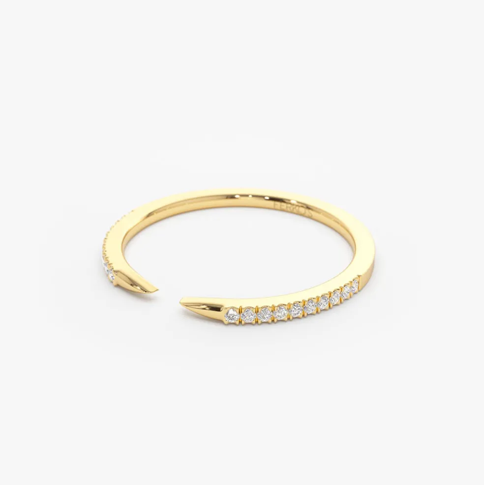 14k Pave Diamond Open Cuff Claw Diamond Ring