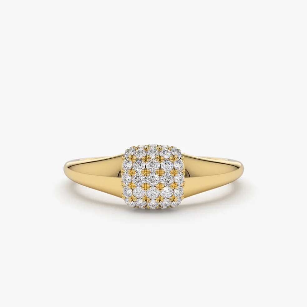 14k Pave Diamond Pinky Ring