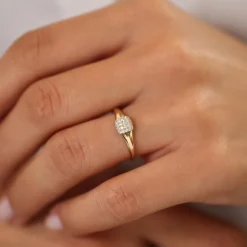 14k Pave Diamond Pinky Ring