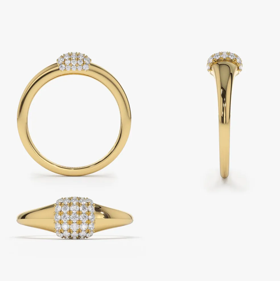 14k Pave Diamond Pinky Ring
