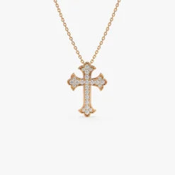14k Pave Setting Gothic Diamond Cross