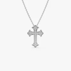 14k Pave Setting Gothic Diamond Cross