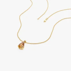 14k Pear Shape Citrine Solitaire Necklace